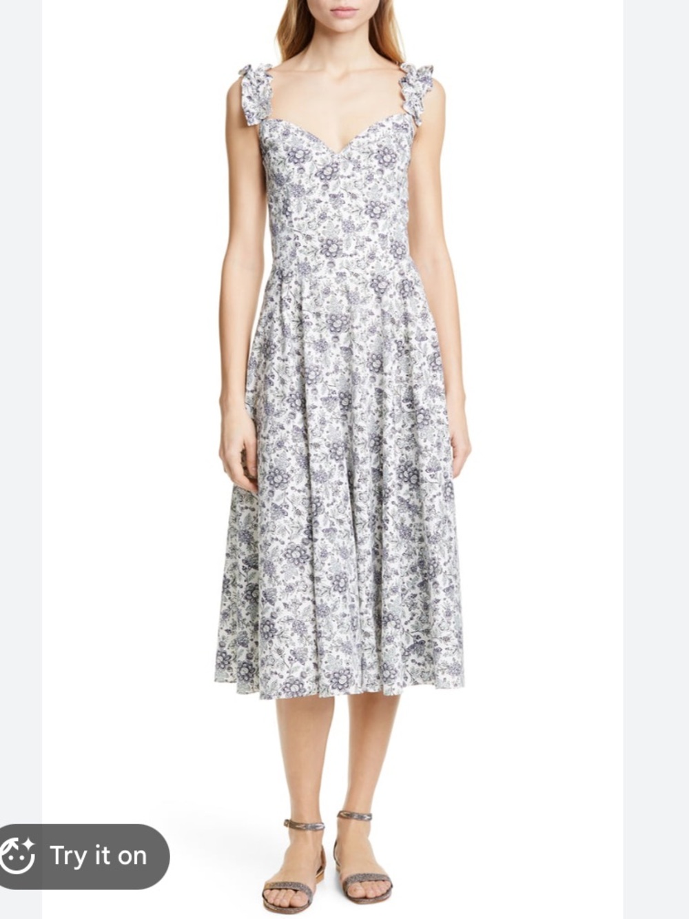 La Vie Rebecca Taylor Provencal Prairie Garden Floral Midi Dress